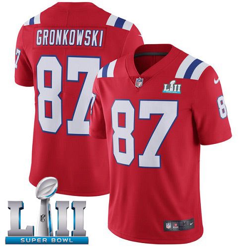 Men New England Patriots #87 Gronkowski Red Color Rush Limited 2018 Super Bowl NFL Jerseys